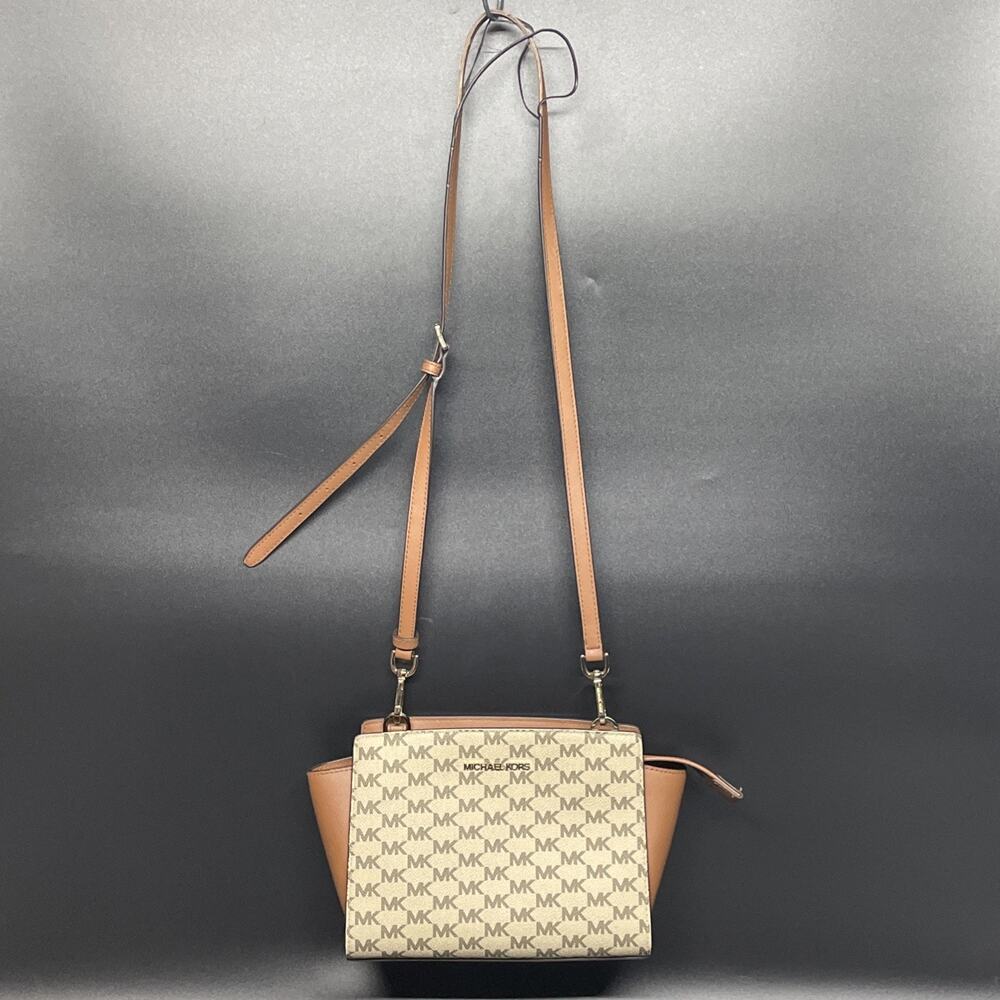 Michael Kors Selma Med Leather Logo Messenger Crossbody Bag Browns Strap DAMAGED - Picture 14 of 16